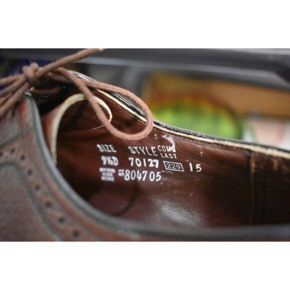 Men's Vintage Easy Flex Brown Leather Oxford Wingtip Lace-Up 9.5D - Picture 10 of 10